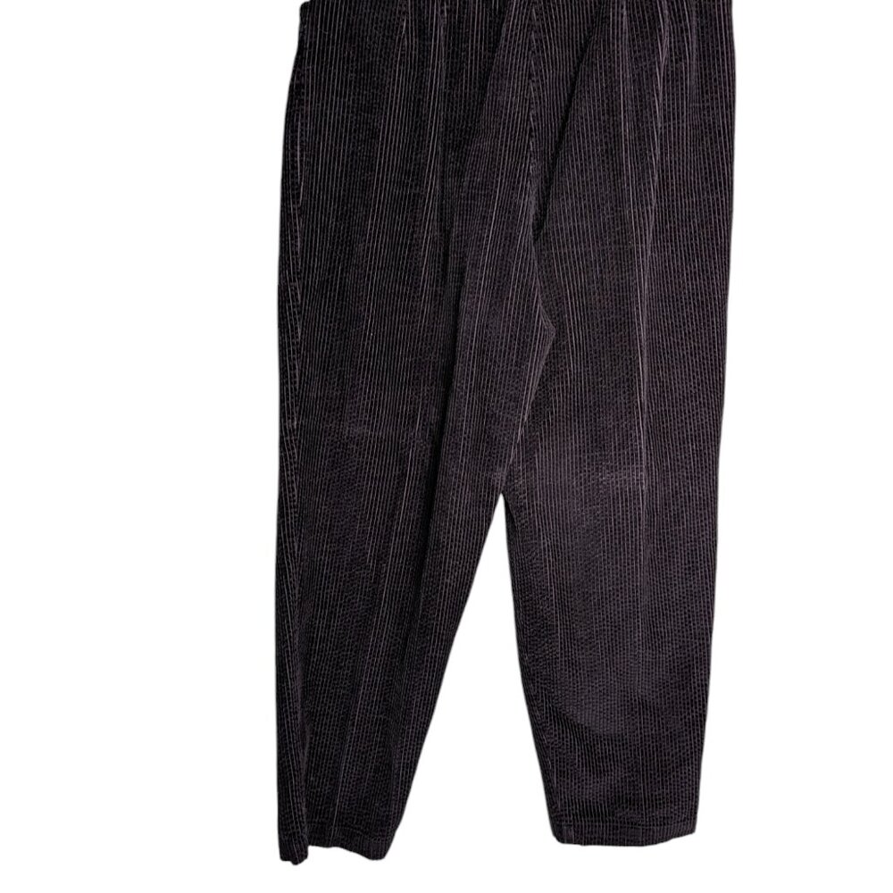 VTG Talbots Gray Corduroy Pants Pockets Stretch Wale Tapered Leg 12 Petite Wide - Picture 2 of 4